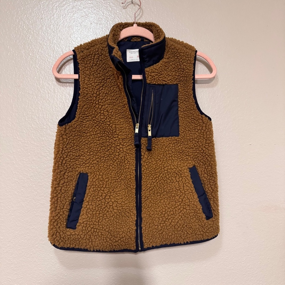 Crewcuts Brown Sherpa Vest with Navy Accents